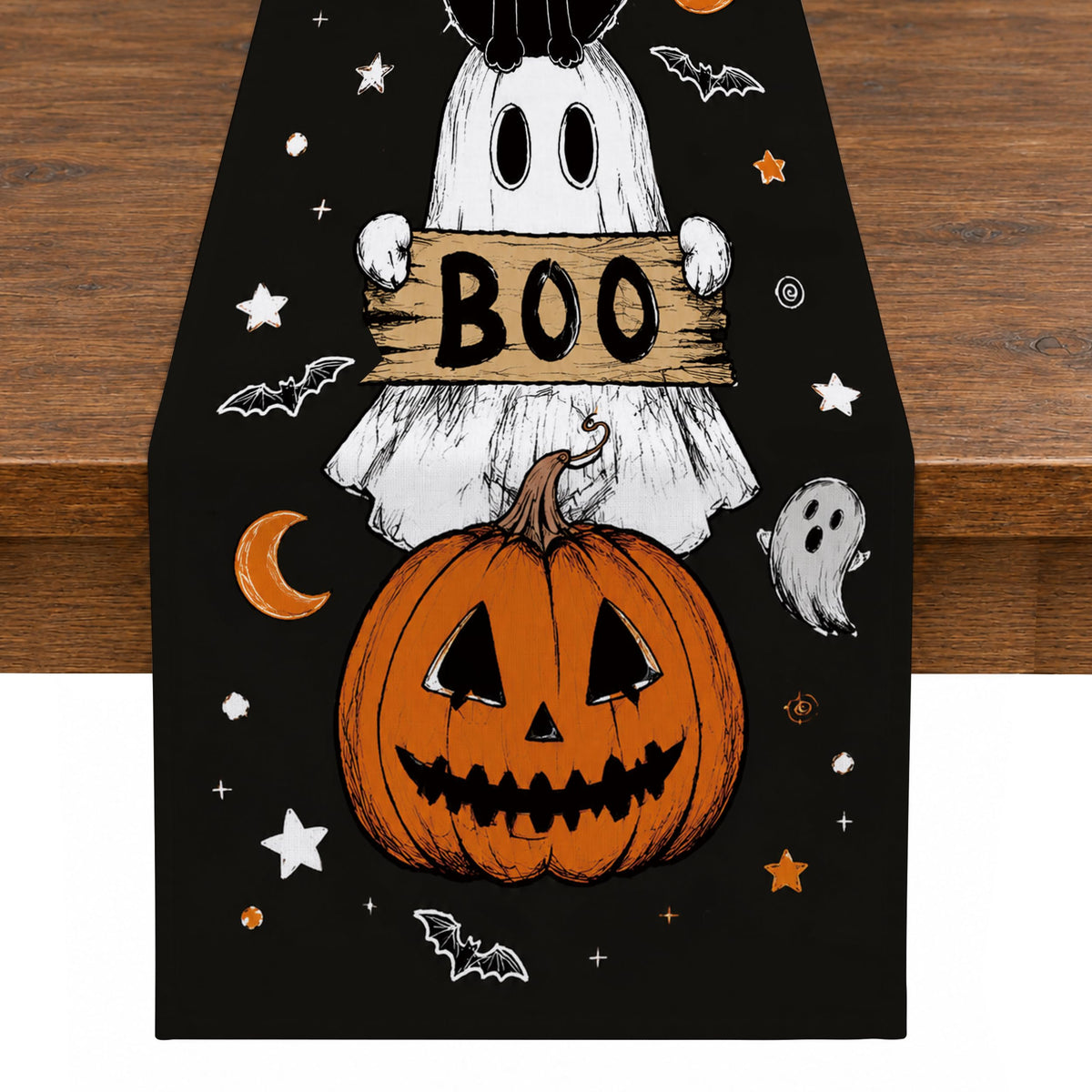 Halloween Spooky Haunted House Dining Table Runner