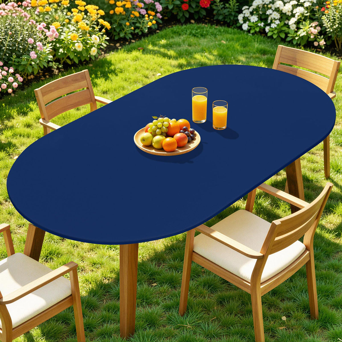 Moosfor Spandex Round Tablecloth, Fitted Table Cloth for 45"-56" Tables