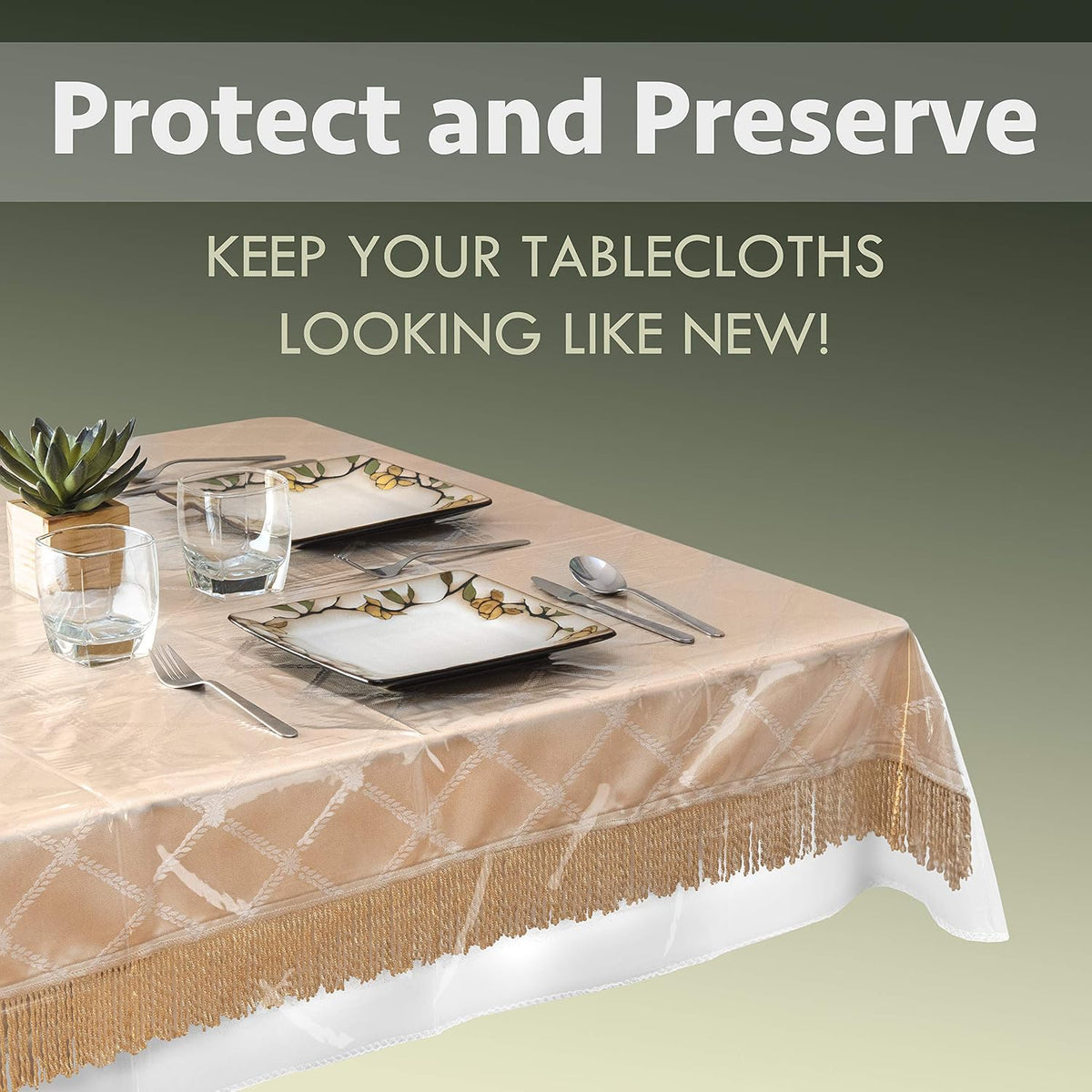 Elaine Karen Clear Plastic Table Cover Protector 54''x72'' Rectangular