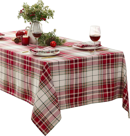Newbridge Christmas Sully Red Plaid 60x84 Inch Rectangle Fabric Tablecloth