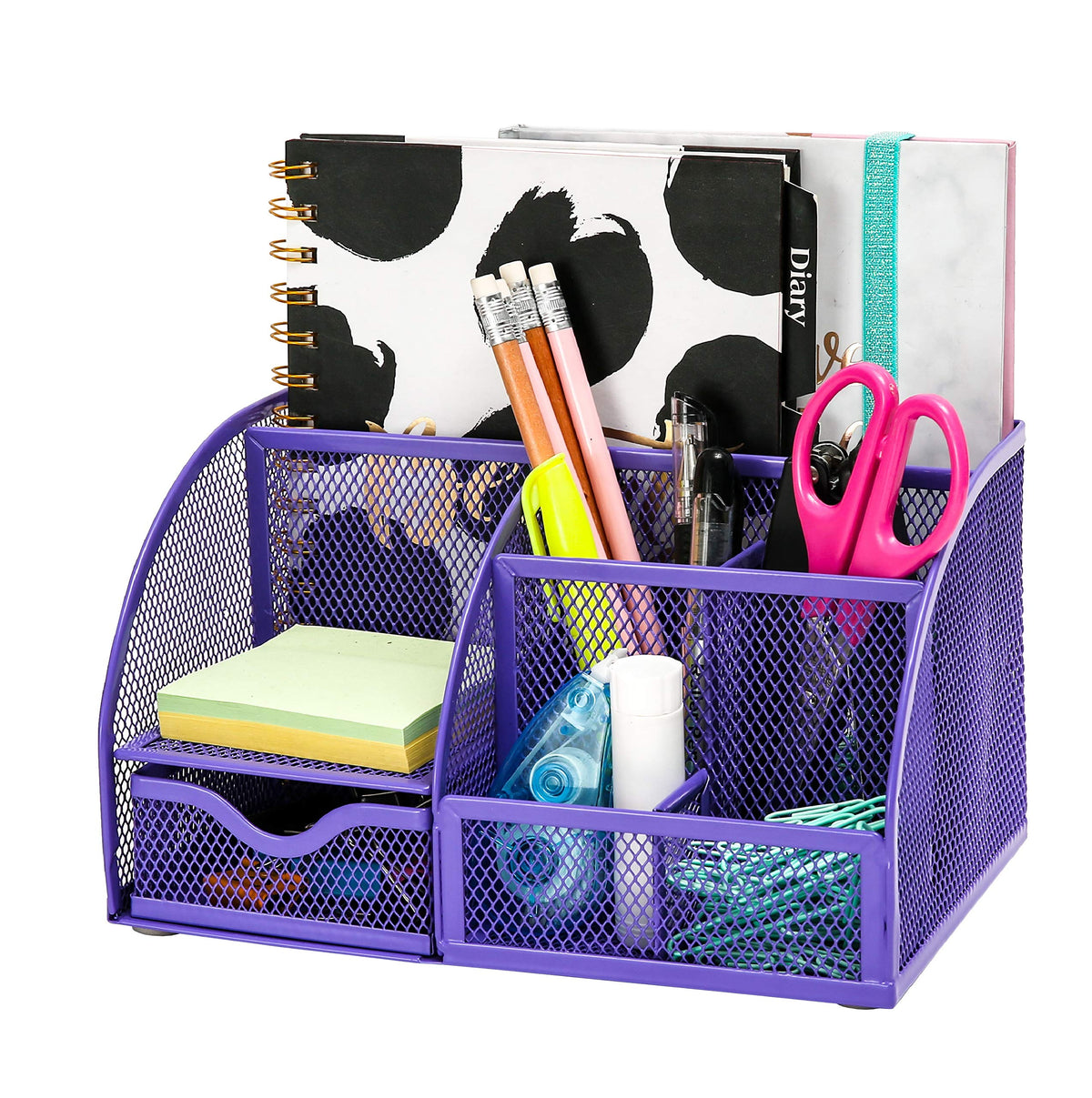 Exerz Desk Organizer 7 Compartment Pencil Holder Office Tidy Caddy Black