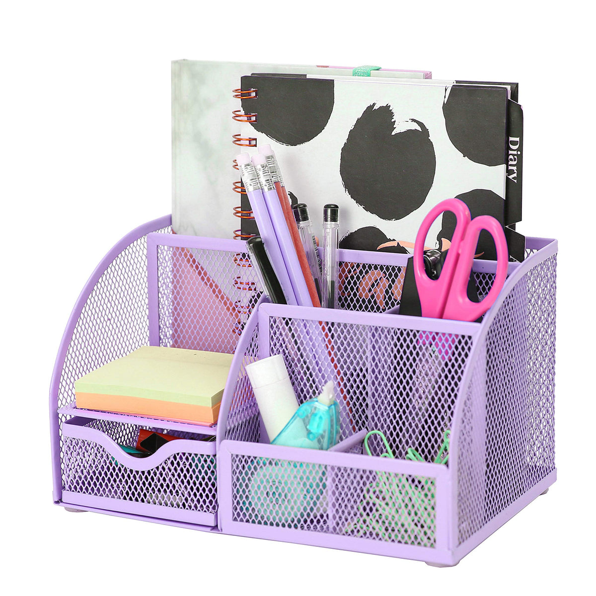 Exerz Desk Organizer 7 Compartment Pencil Holder Office Tidy Caddy Black