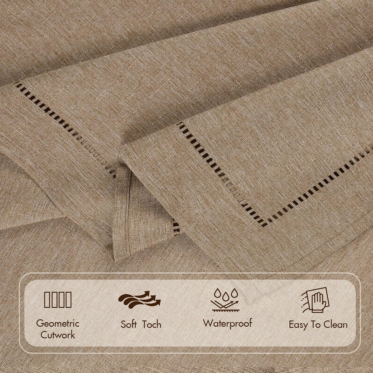 Flaxen 52x70 Rectangle Polyester Linen Farmhouse Tablecloth