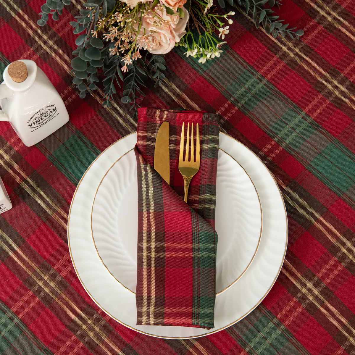 Rectangle Plaid Tablecloth for Thanksgiving, 60x84 inches