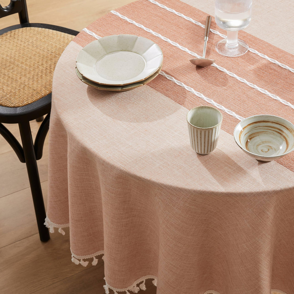 ZeeMart Contrast Linen Square Table Cloth 60x60 Inch Brown