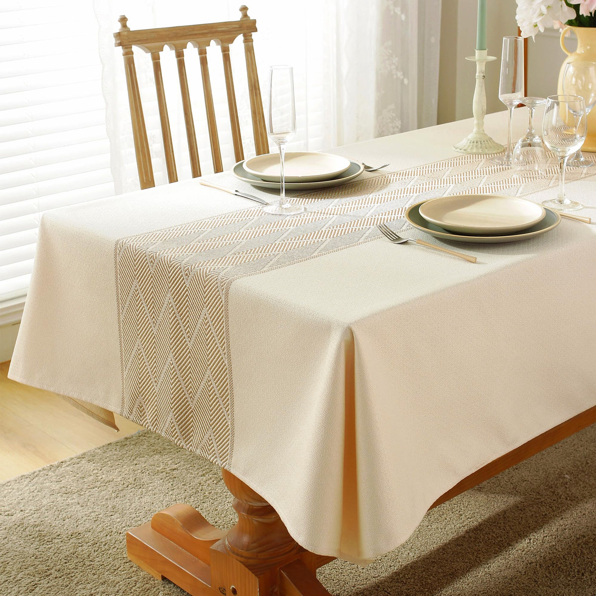 Nordic Beige Rectangular Tablecloth, Premium Drape