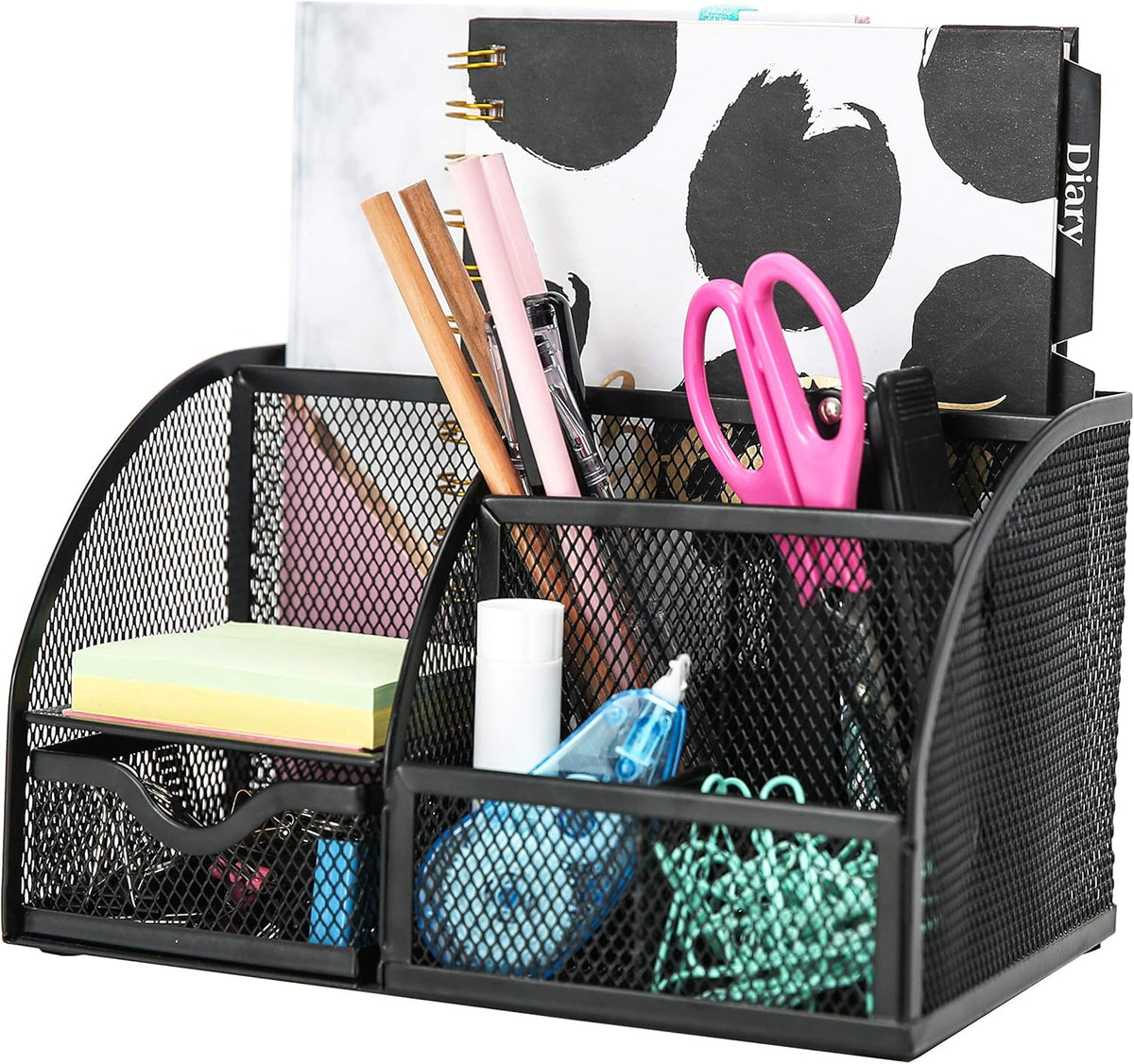 Exerz Desk Organizer 7 Compartment Pencil Holder Office Tidy Caddy Black