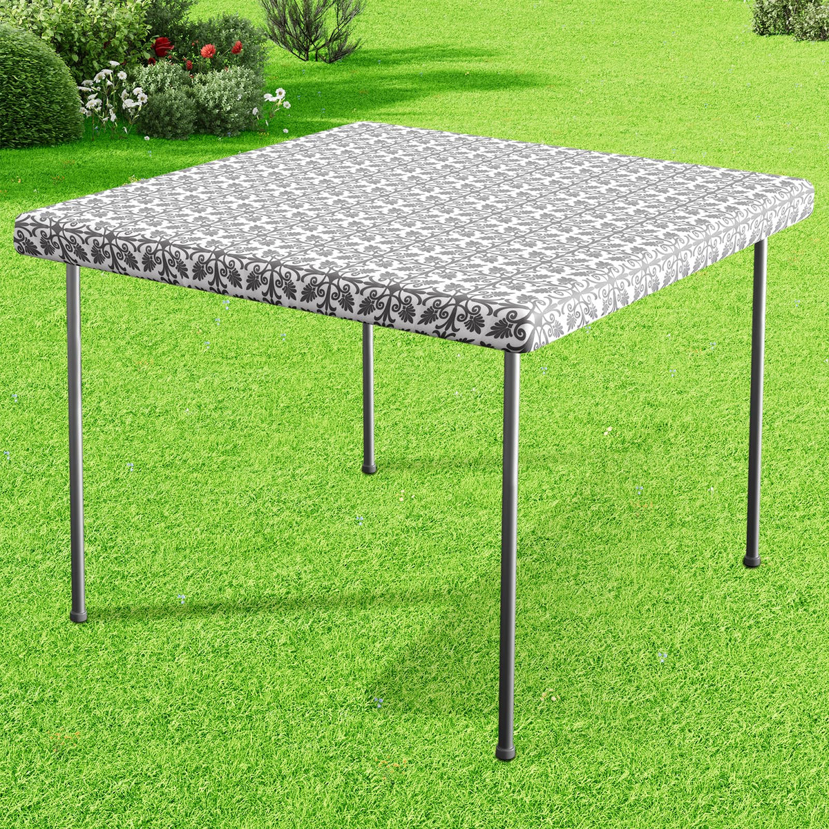 misaya Rectangle Vinyl Table Cloth, Elastic Fitted Flannel Backed Tablecloth, 100% Waterproof Plastic Table Cover Fits 4 Foot Folding Tables for Picnic, Camping, Outdoor (Khaki, 30" x 48")