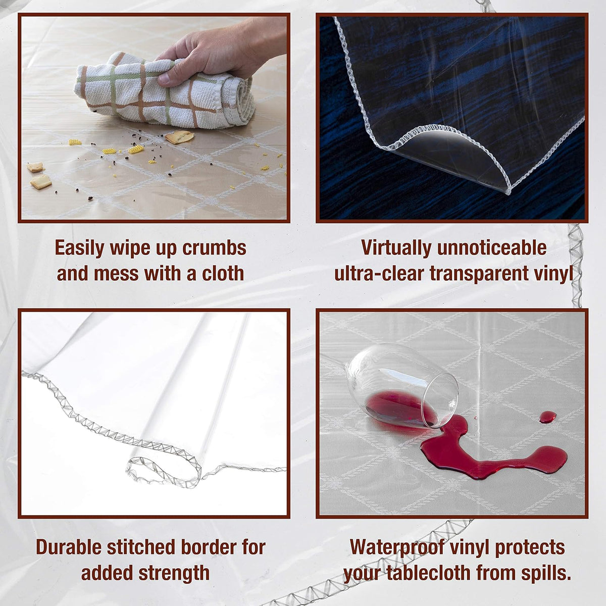 Elaine Karen Clear Plastic Table Cover Protector 54''x72'' Rectangular