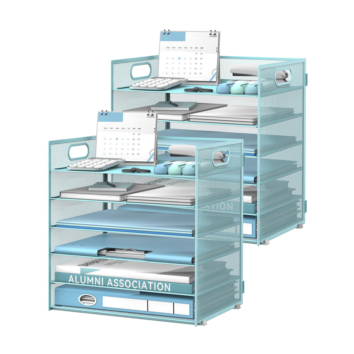 Daltack 6-Tier Paper Organizer for Desk with Handle, Black