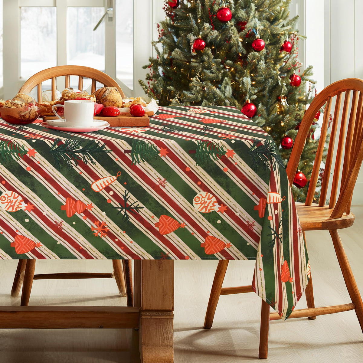 DWCN Rectangle Tablecloth - 60 x 84 Inch - Waterproof Stain and Wrinkle Resistant Washable Table Cloth, Decorative Fabric Table Cover for Kitchen Dining Room Party and Outdoor Use, Black