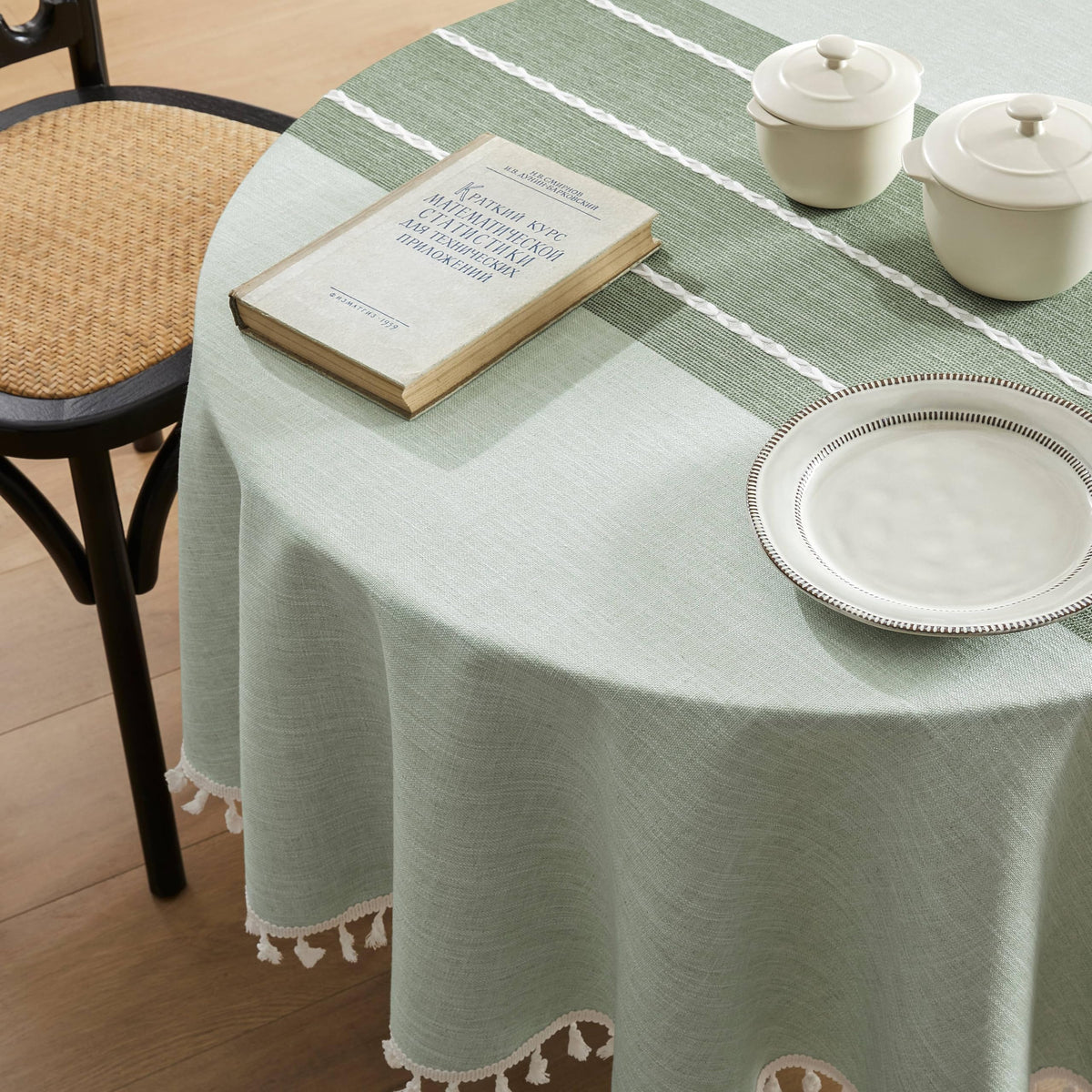 ZeeMart Contrast Linen Square Table Cloth 60x60 Inch Brown