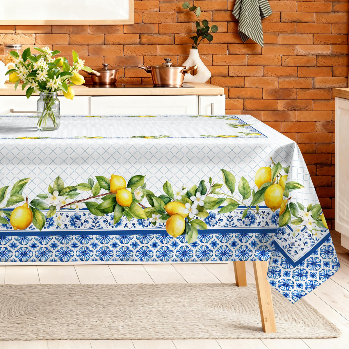 Wildflower Grass Tablecloth 60 x 84 Inch Rectangular, Floral Print