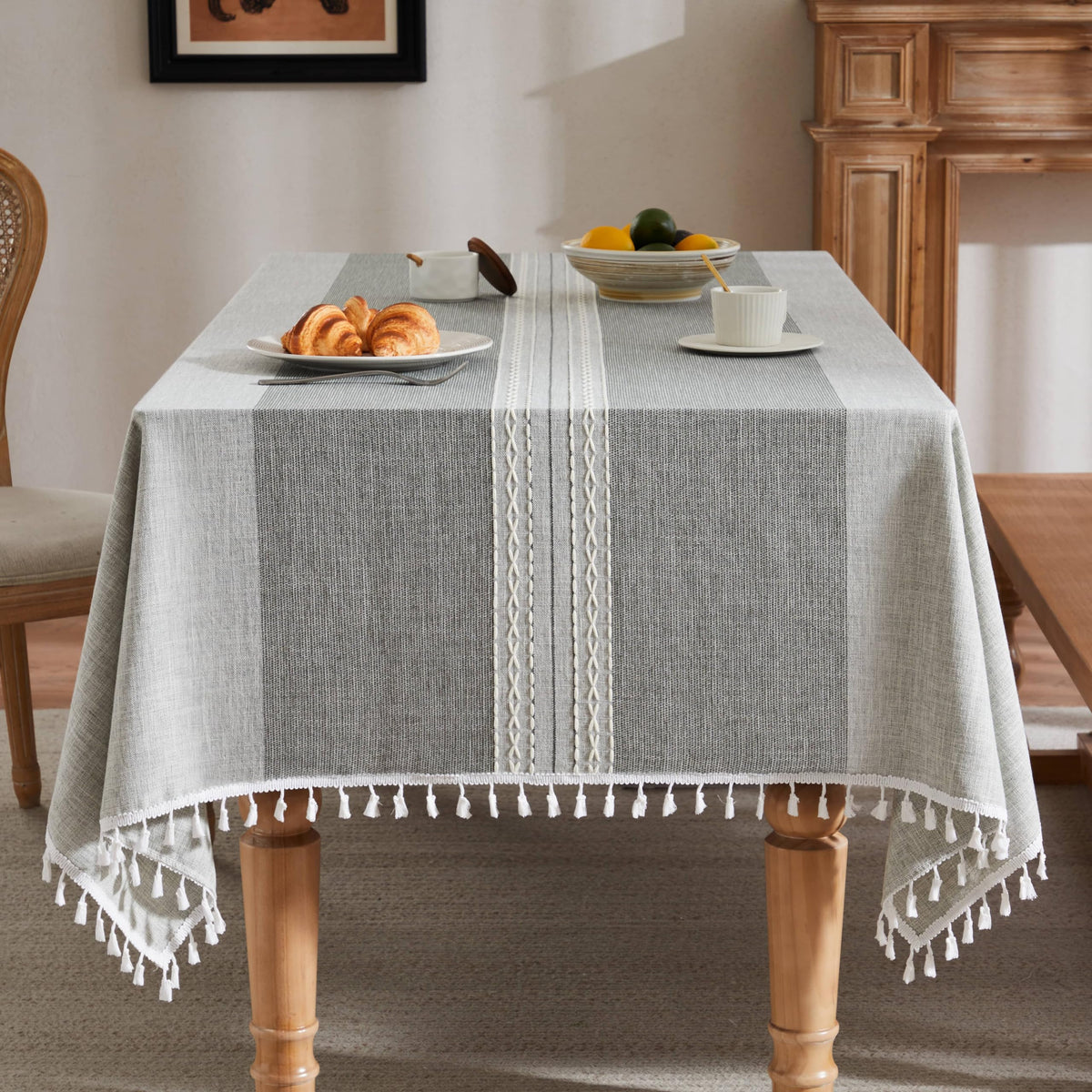 ZeeMart Contrast Linen Square Table Cloth 60x60 Inch Brown