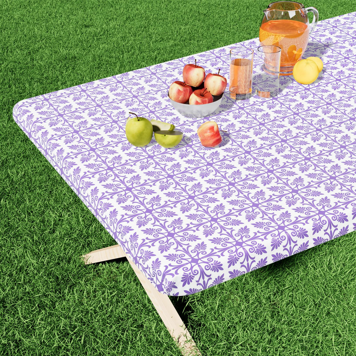 misaya Rectangle Vinyl Table Cloth, Elastic Fitted Flannel Backed Tablecloth, 100% Waterproof Plastic Table Cover Fits 4 Foot Folding Tables for Picnic, Camping, Outdoor (Khaki, 30" x 48")