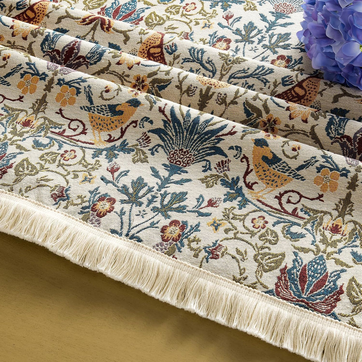 Farmhouse Floral Tablecloths Rectangular Vintage Table Cloth with Tassel