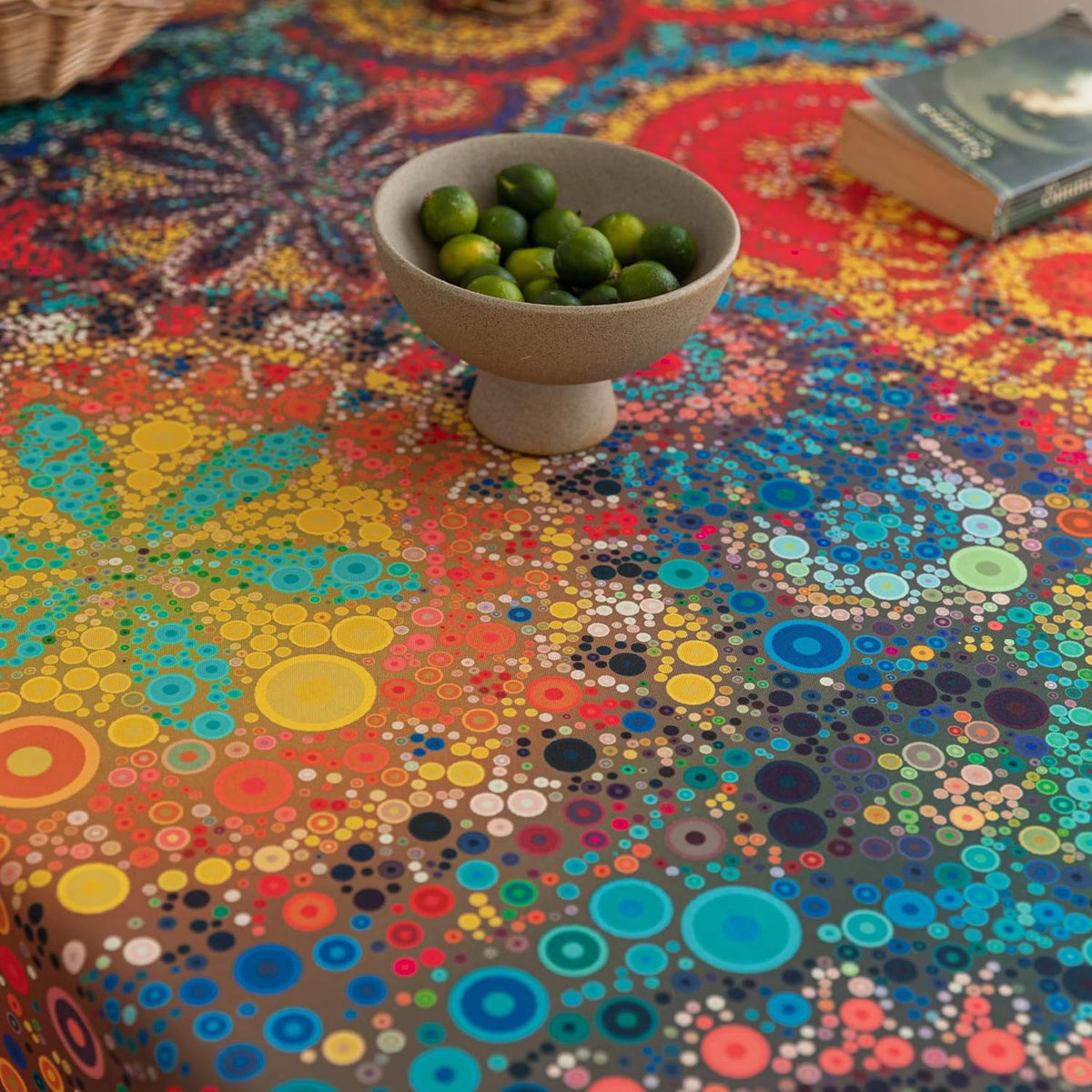 Boho Tablecloth for Square Tables,Fringed Edges with Geometric Pattern Tablecloths,Farmhouse Floral Table Cover Cloth Decorative for Kitchen Dining Room,59"x 59"