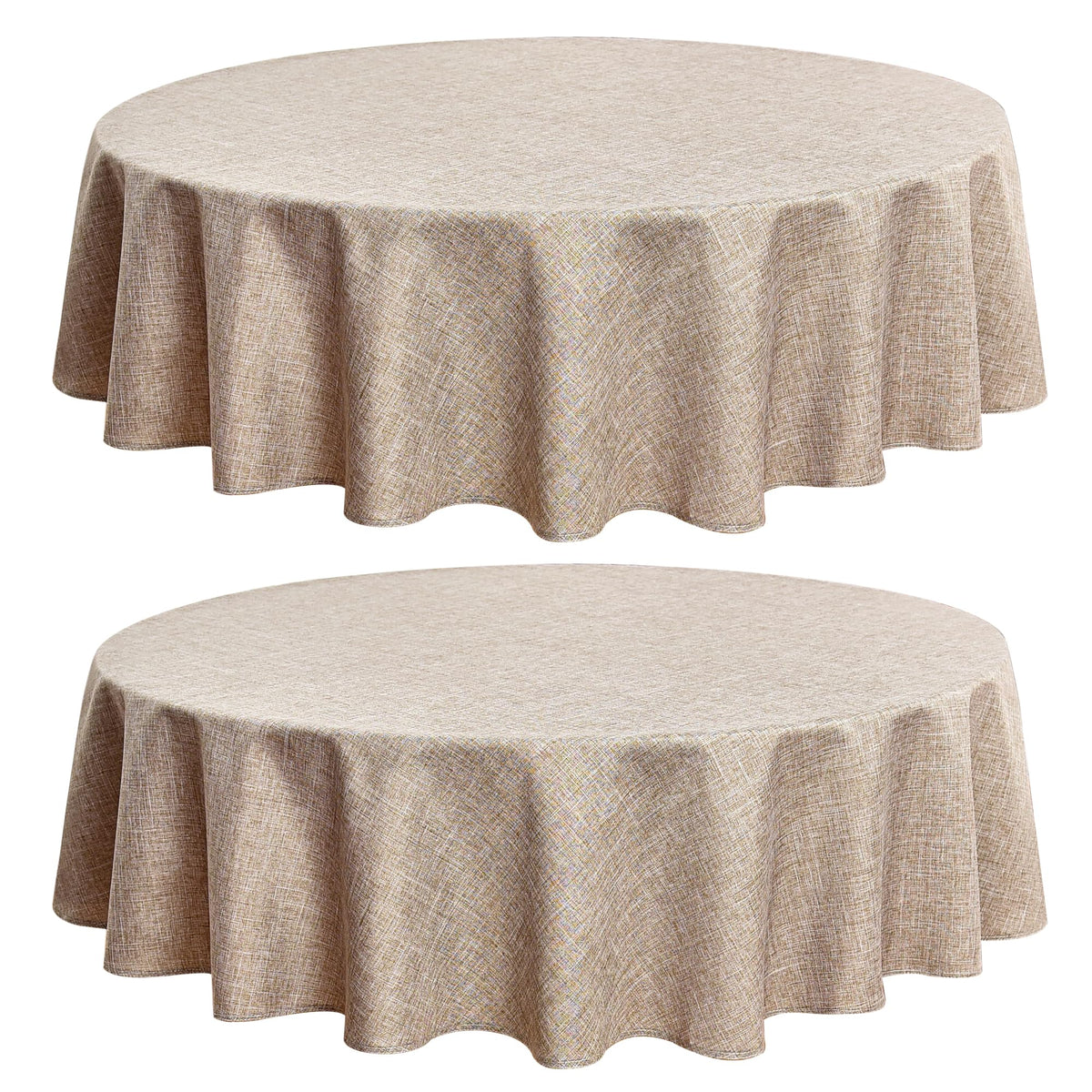 Fitable 2 Pack Beige Faux Linen Tablecloths Rectangle 60x102 Inch