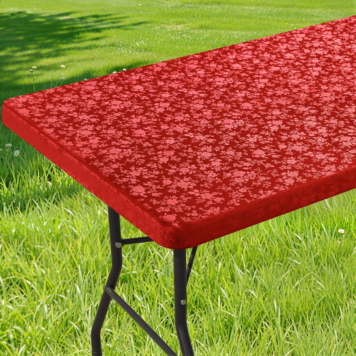 Smiry Heavy Duty Vinyl Fitted Tablecloths for 6 Foot Rectangle Tables