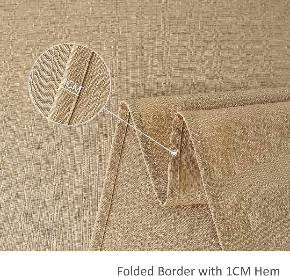 maxmill Rectangle Slubby Textured Tablecloth Waterproof Spillproof Wrinkle Free Table Cloth, Kitchen Dining Tabletop Decoration, Fabric Table Cover for Holiday Dinner Parties, 52 x 70 Inch, Beige