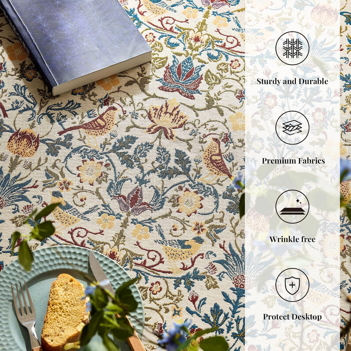 Farmhouse Floral Tablecloths Rectangular Vintage Table Cloth with Tassel