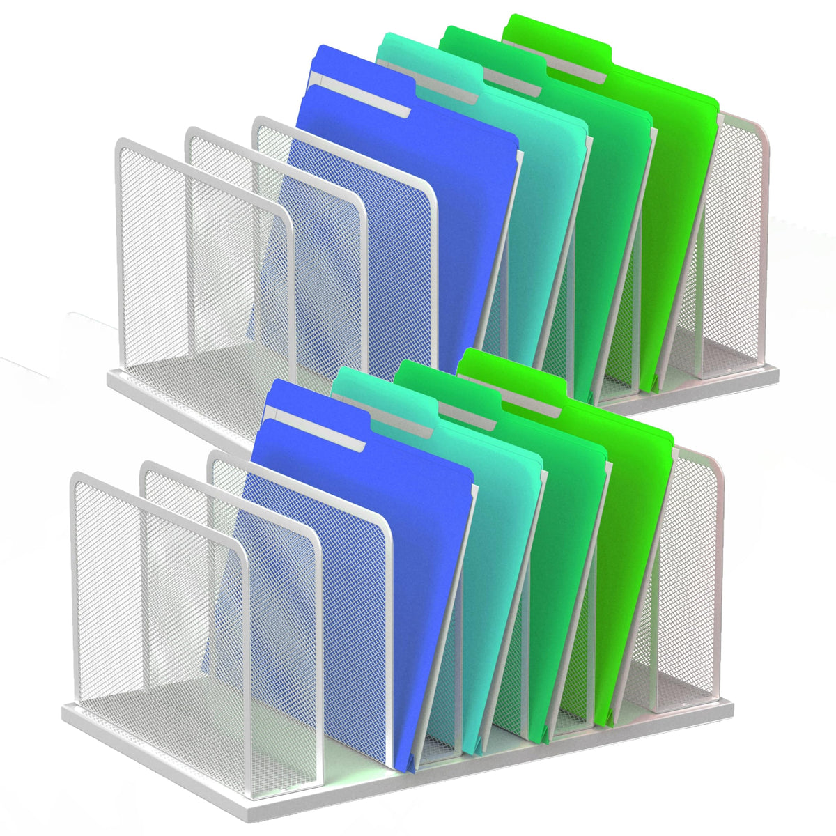 Kuntine.B Desk File Organizer Upright Mesh Desktop Organizer File Sorter Office Organization File Holder for Home, Office & Classroom (Black, 1 Pack 5-Section)