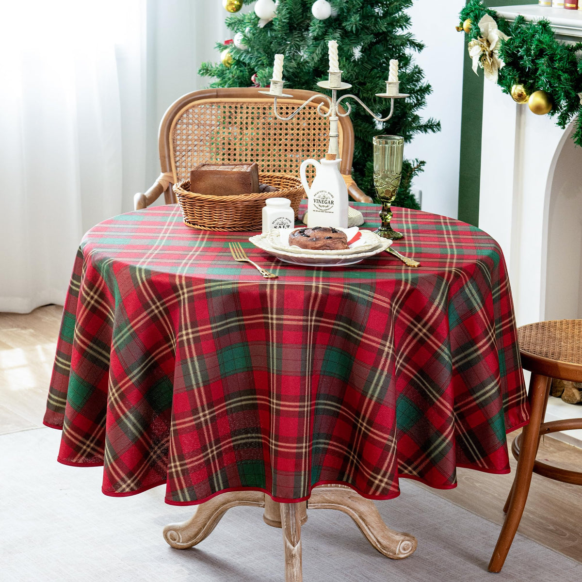 Rectangle Plaid Tablecloth for Thanksgiving, 60x84 inches