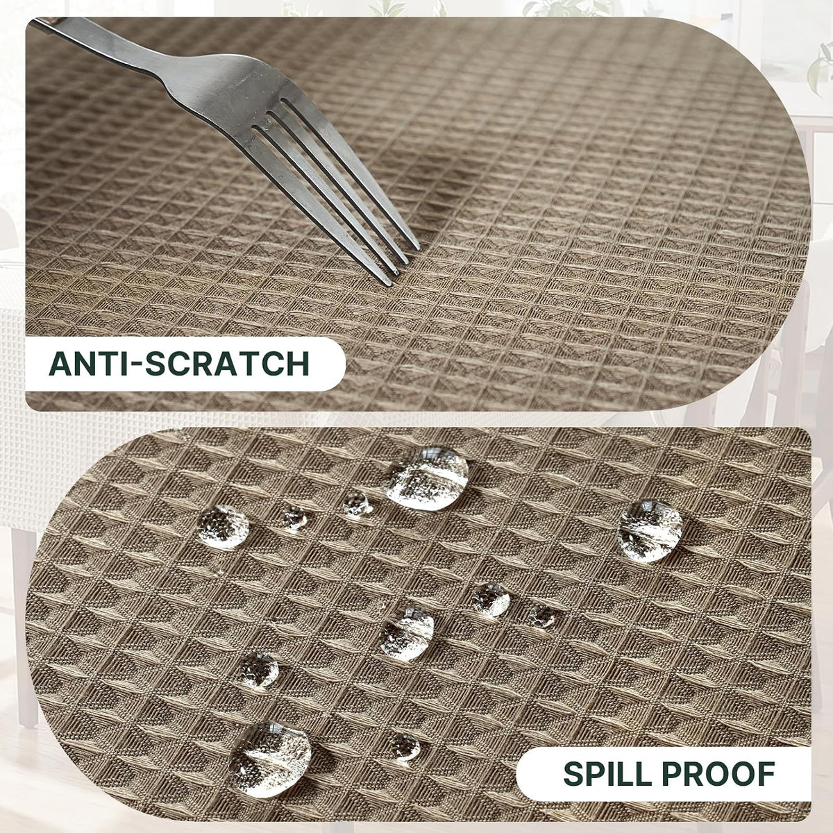 H.VERSAILTEX Rectangle Tablecloth Waffle Textured Waterproof Table Cloth Stain Resistant Wrinkle Free Washable Decorative Table Cover for Dining, Kitchen, Wedding and Parties (54x108 Inch,Taupe)