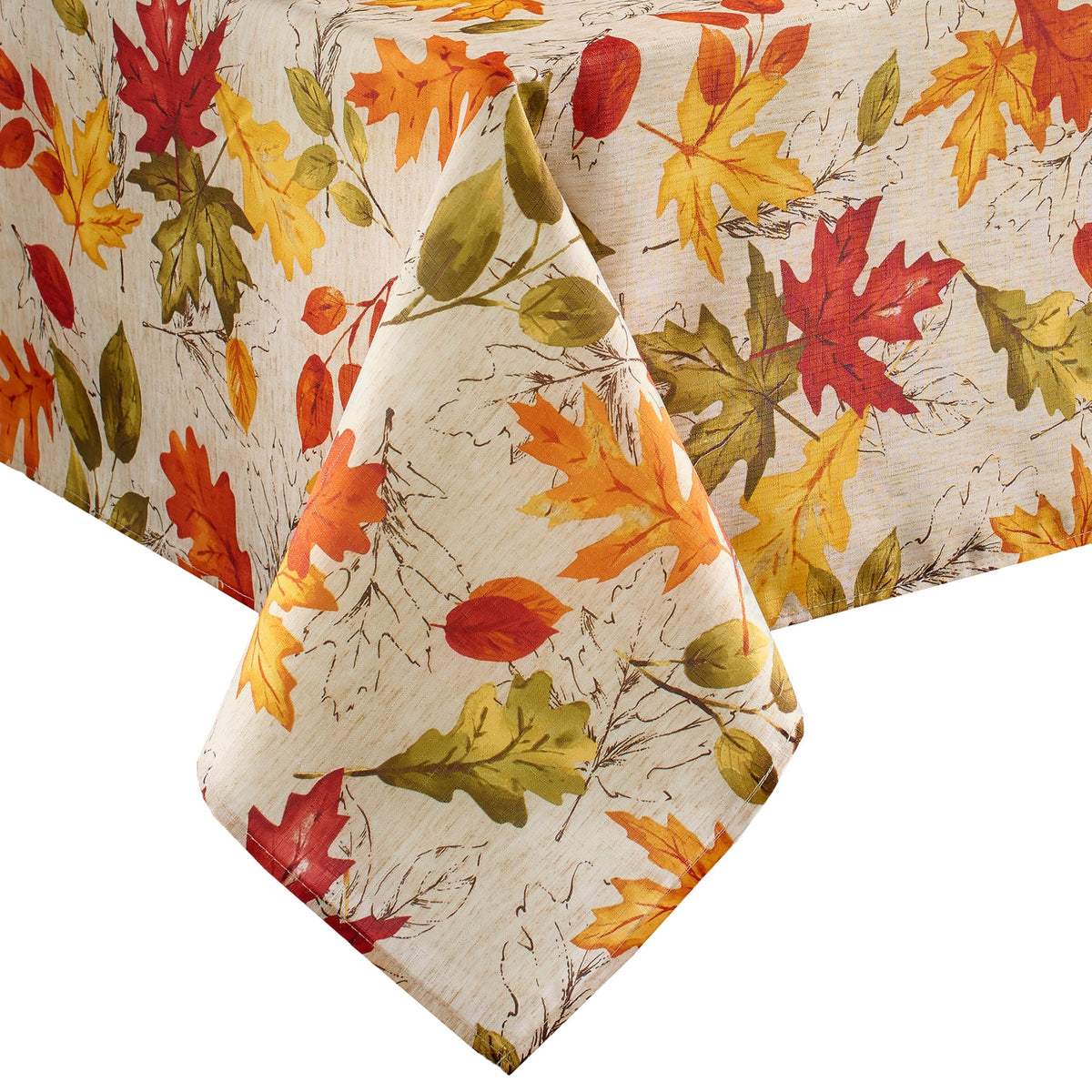 Threadmade Autumn Leaves Fall Printed Tablecloth, Multicolor - 70" W x 70" L Round