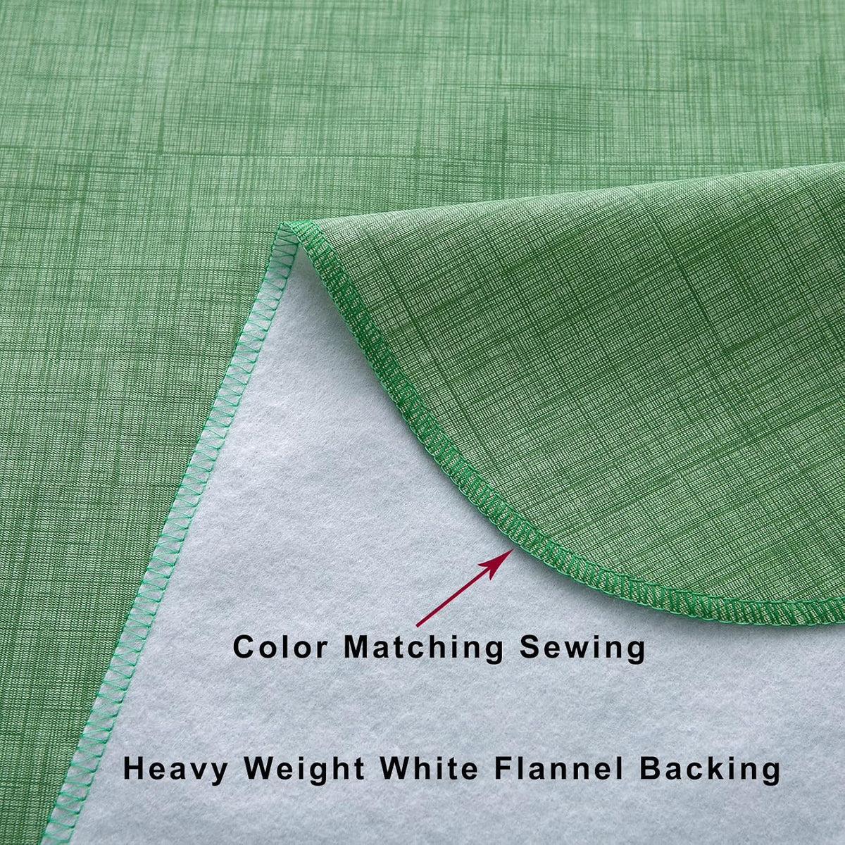 LIBERECOO Vinyl Tablecloth with Flannel Backing, Grass Green, Waterproof, Stain-Resistant, Easy-Clean Table Cover for Holiday, Dining, Kitchen, and Outdoor Use, 60" x 120" Rectangle