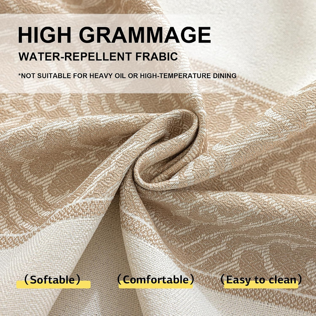 Nordic Beige Rectangular Tablecloth, Premium Drape