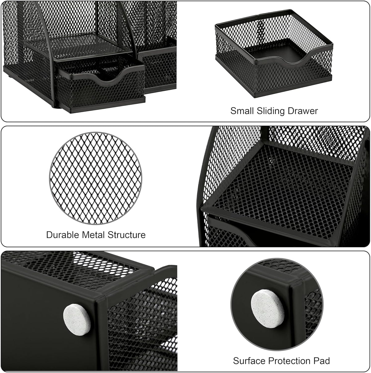 Exerz Desk Organizer 7 Compartment Pencil Holder Office Tidy Caddy Black