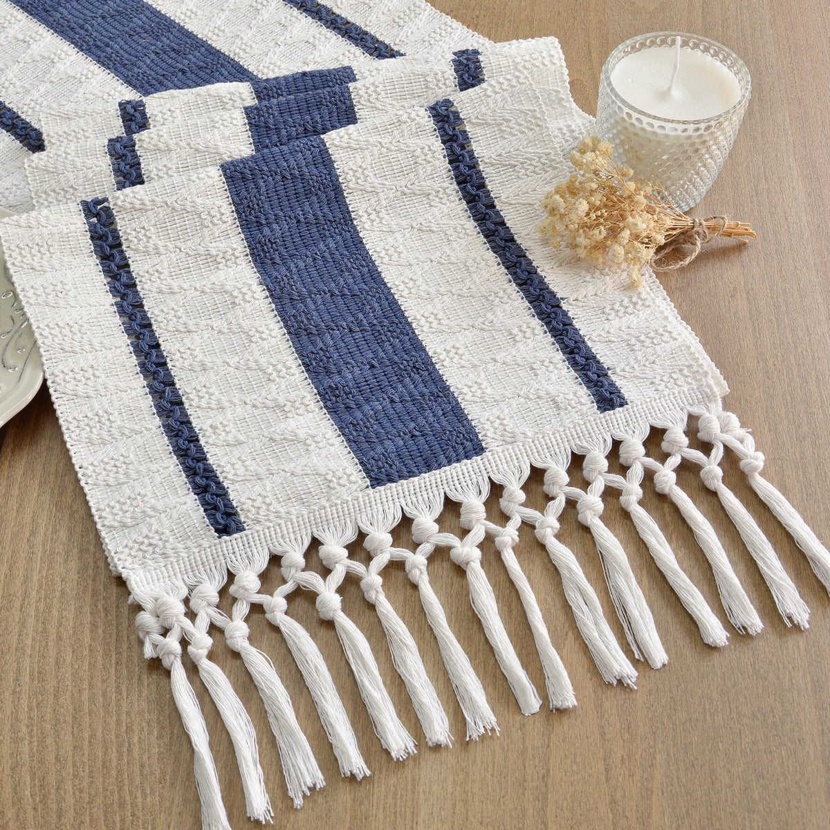 FEXIA Boho Table Runner for Fall Home Decor 12x72 Rustic with Tassels
