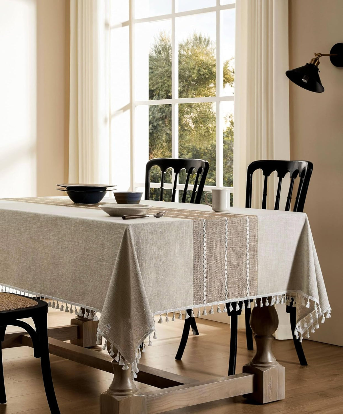 ZeeMart Contrast Linen Square Table Cloth 60x60 Inch Brown