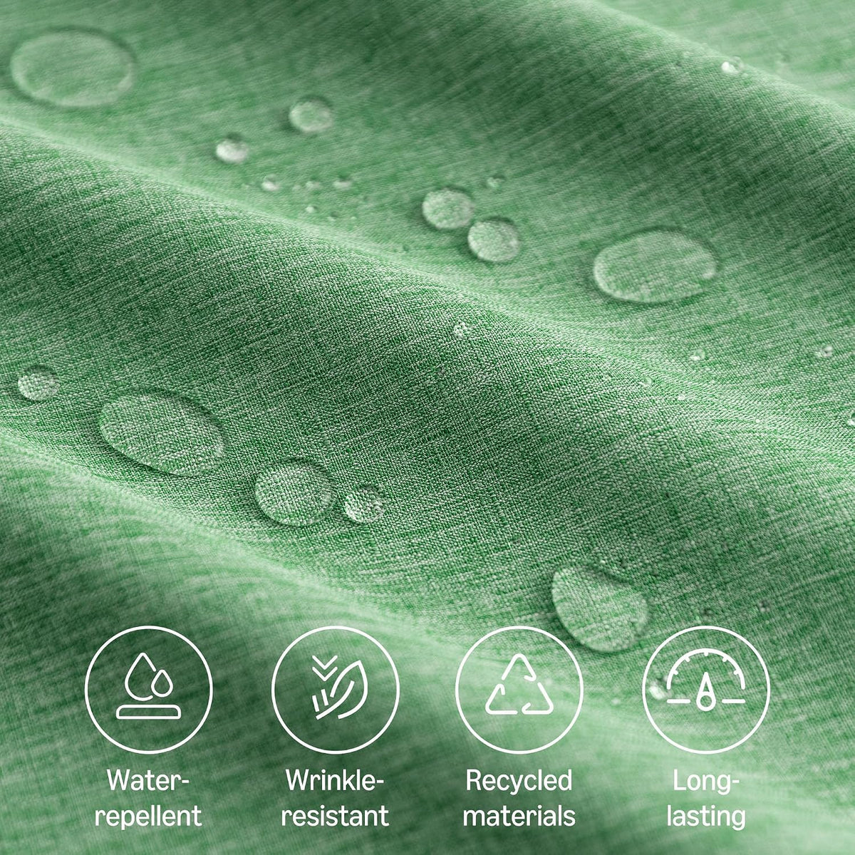 Amazon Basics Rectangle Tablecloth Water-Repellent, Faux Linen Textured Table Cloth Wrinkle Resistant Washable, Decorative Fabric Table Cover for Dining, 52" x 70", Green, Pack of 1