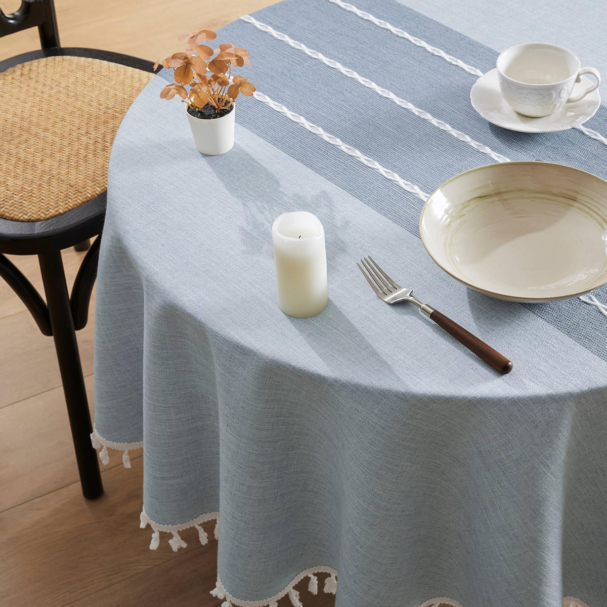 ZeeMart Contrast Linen Square Table Cloth 60x60 Inch Brown