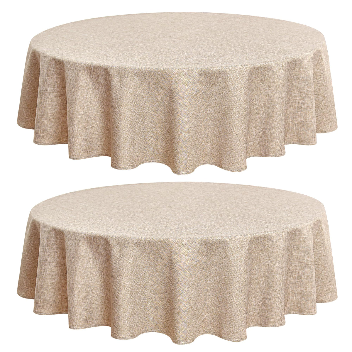 Fitable 2 Pack Beige Faux Linen Tablecloths Rectangle 60x102 Inch