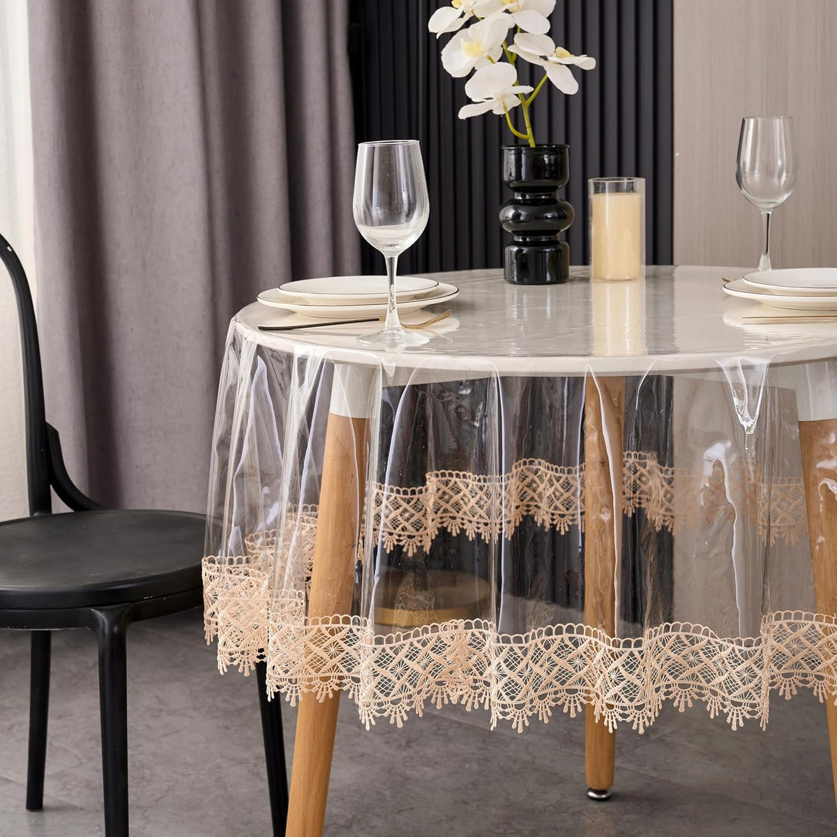 Pioggia Clear Vinyl Tablecloth Protector Waterproof/Oil-Proof PVC Table Cloth Transparent Sheet Table Cover (48'' Round)