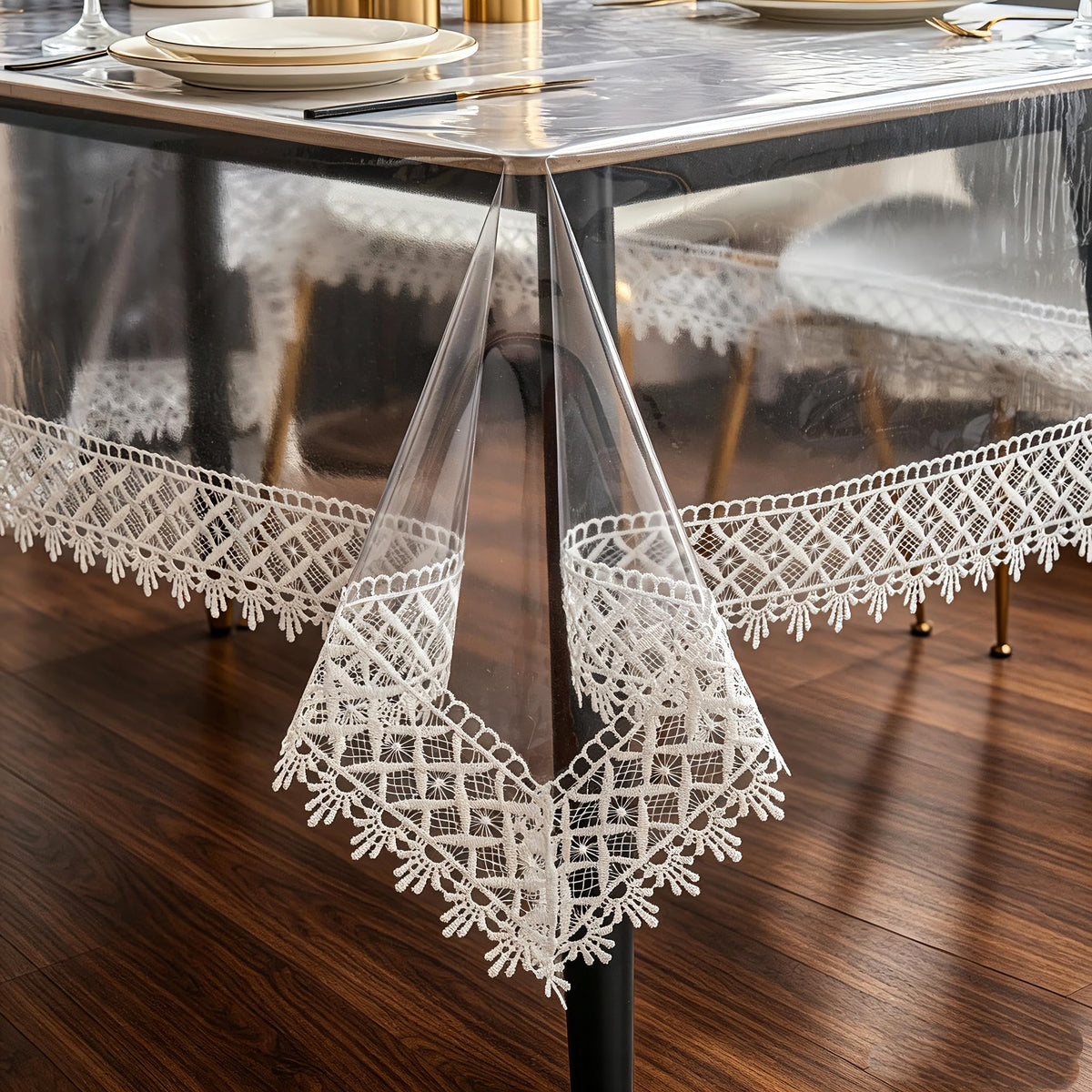 Pioggia Clear Vinyl Tablecloth Protector Waterproof/Oil-Proof PVC Table Cloth Transparent Sheet Table Cover (48'' Round)