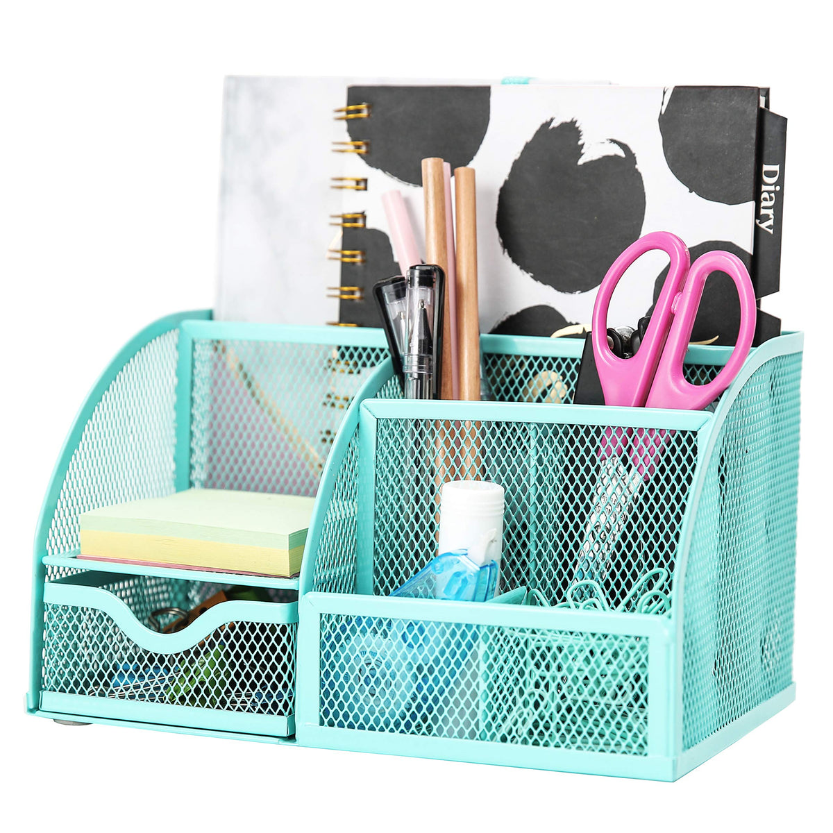 Exerz Desk Organizer 7 Compartment Pencil Holder Office Tidy Caddy Black