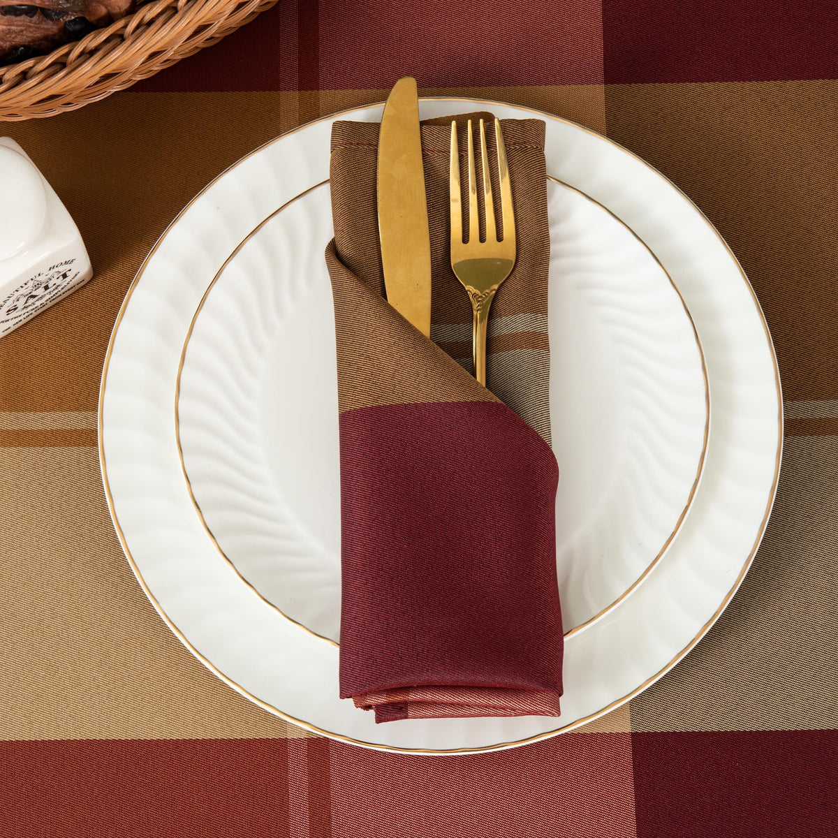 Rectangle Plaid Tablecloth for Thanksgiving, 60x84 inches