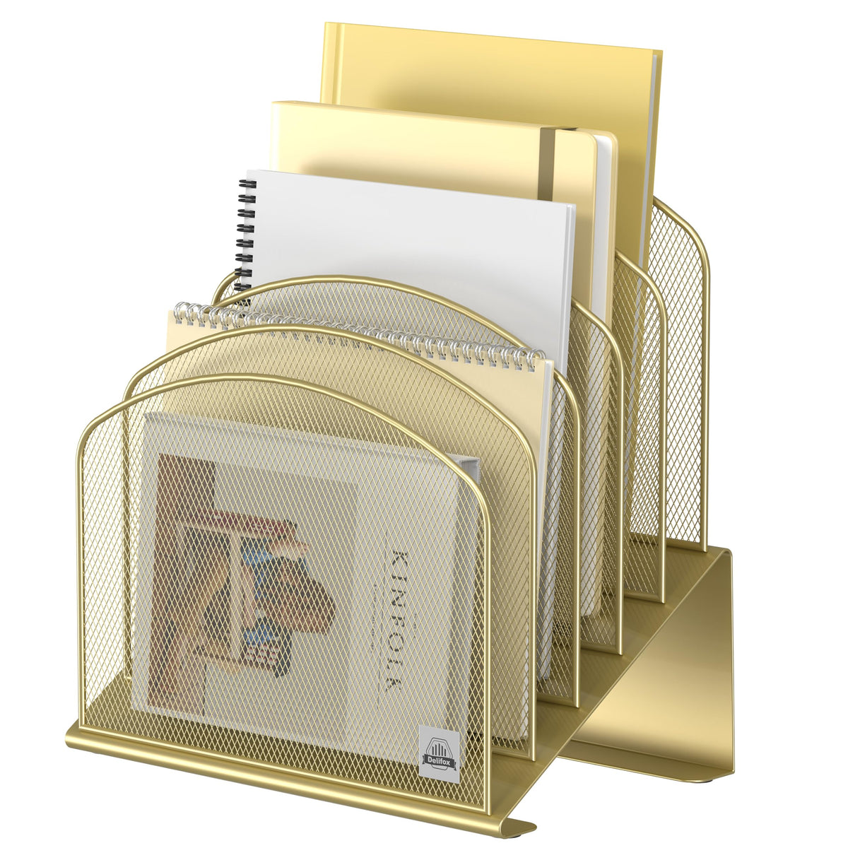Delifox Inclined File Organizer for Desk, 5-Section Vertical File Holder
