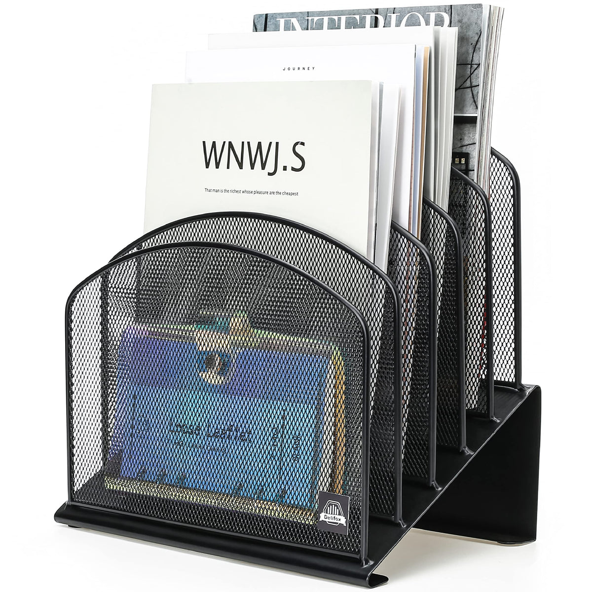 Delifox Inclined File Organizer for Desk, 5-Section Vertical File Holder