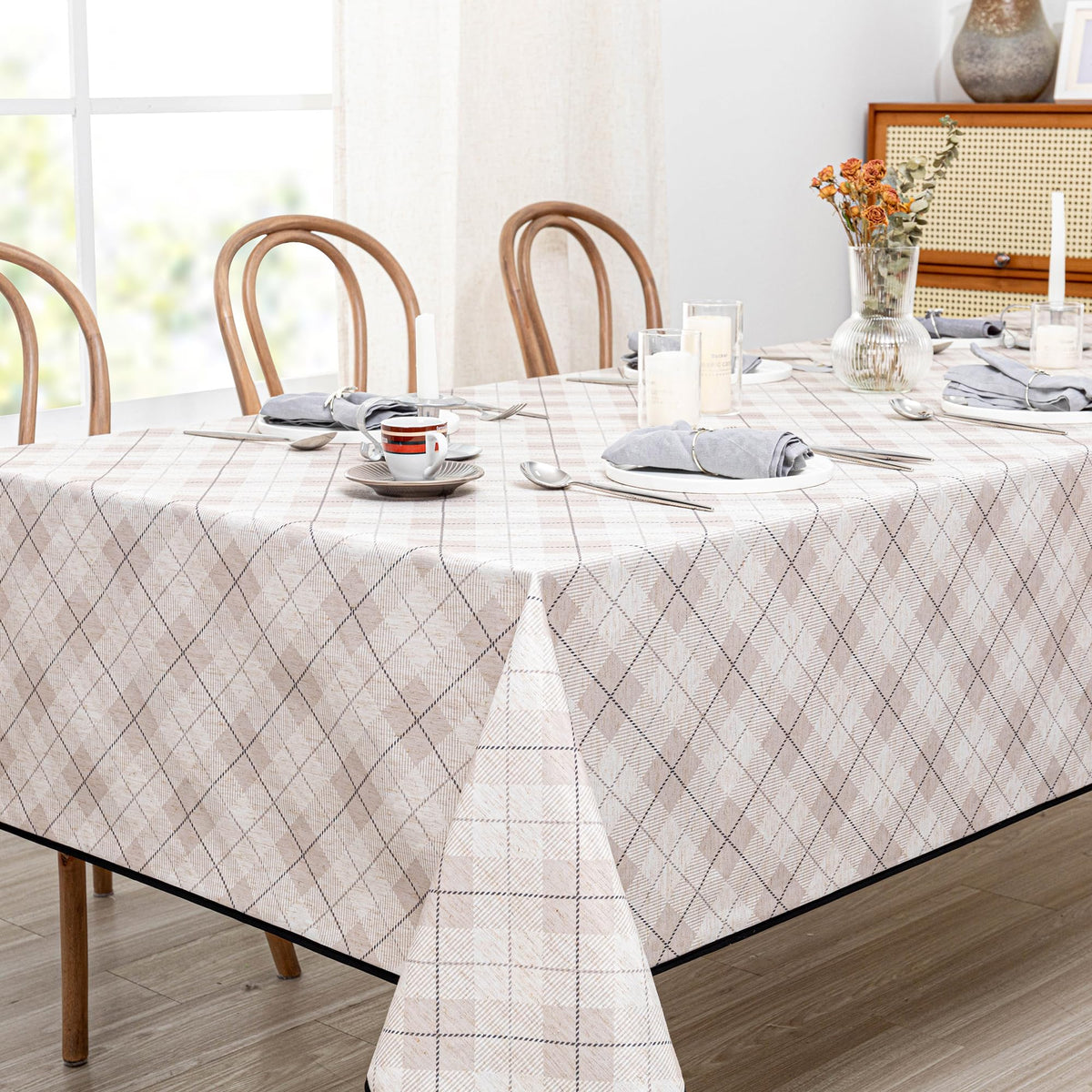MYSKY HOME Table Cloth 60x84 in Rectangle Table, Waterproof Tablecloths
