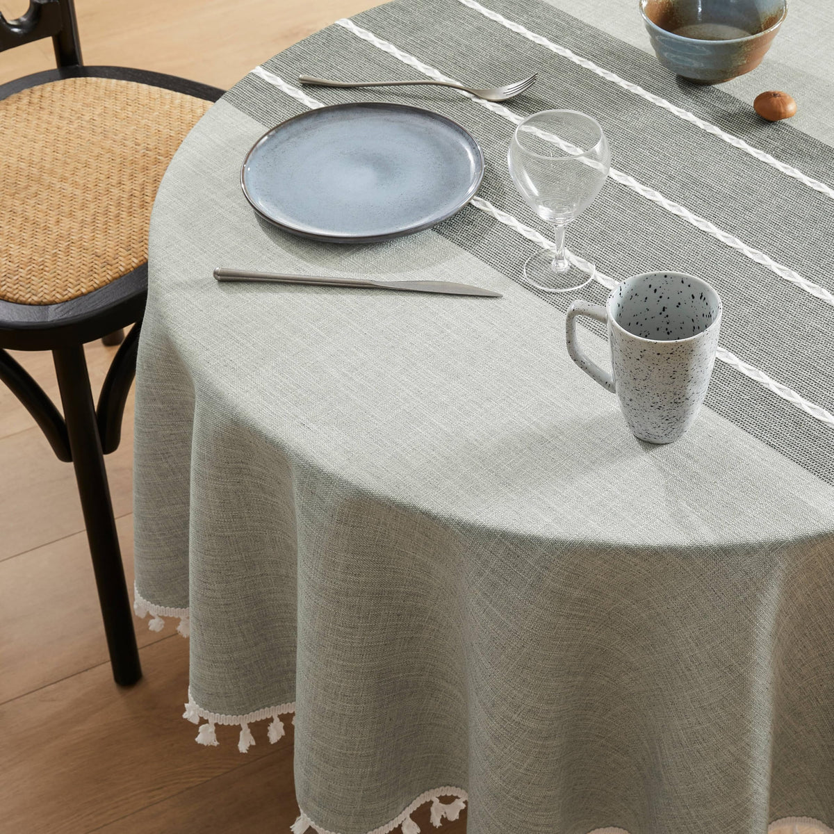 ZeeMart Contrast Linen Square Table Cloth 60x60 Inch Brown