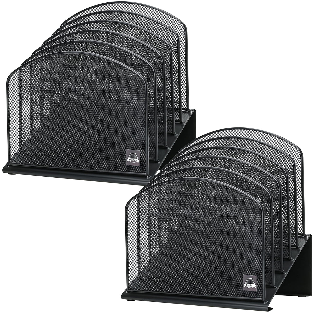 Delifox Inclined File Organizer for Desk, 5-Section Vertical File Holder