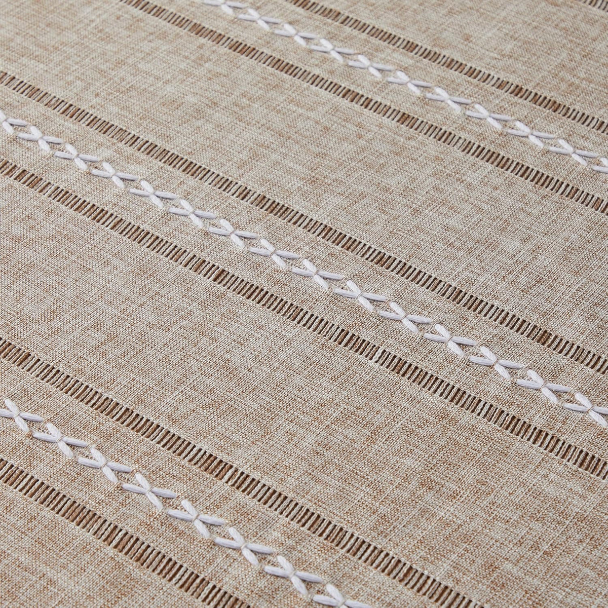 ZeeMart Hemstitched Striped Boho Table Cloth, 54x70 Inch Natural